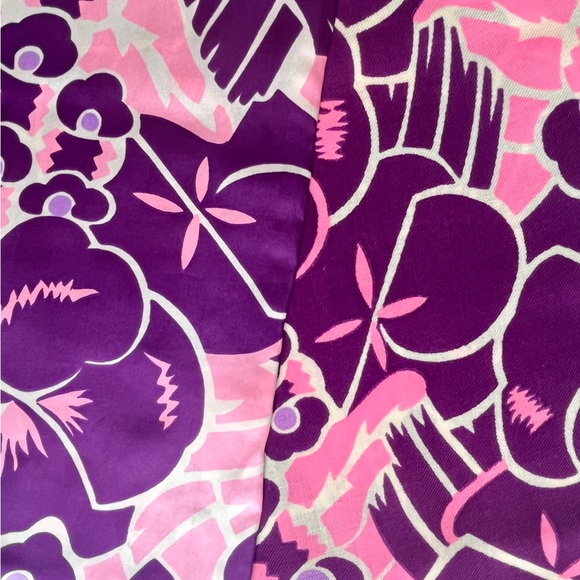 Vintage Silk Scarf Italy Oblong Pink Purple Floral 60s Flower Pucci Psychedelic - Picture 4 of 9